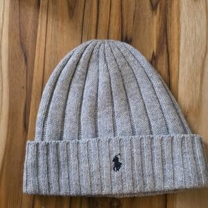 Polo by Ralph Lauren Light Gray Ribbed Beanie